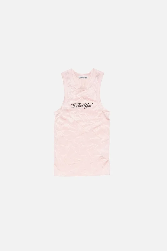 Skrynklig tanktop med tryck