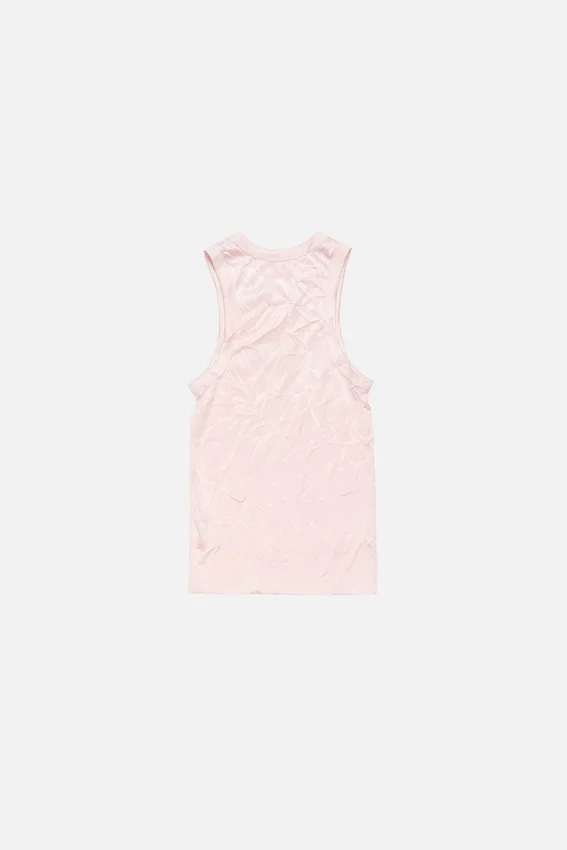 Skrynklig tanktop med tryck