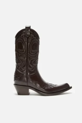 Spetsiga cowboystövlar i läder