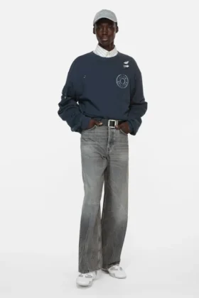 Sweatshirt i sliten fleece