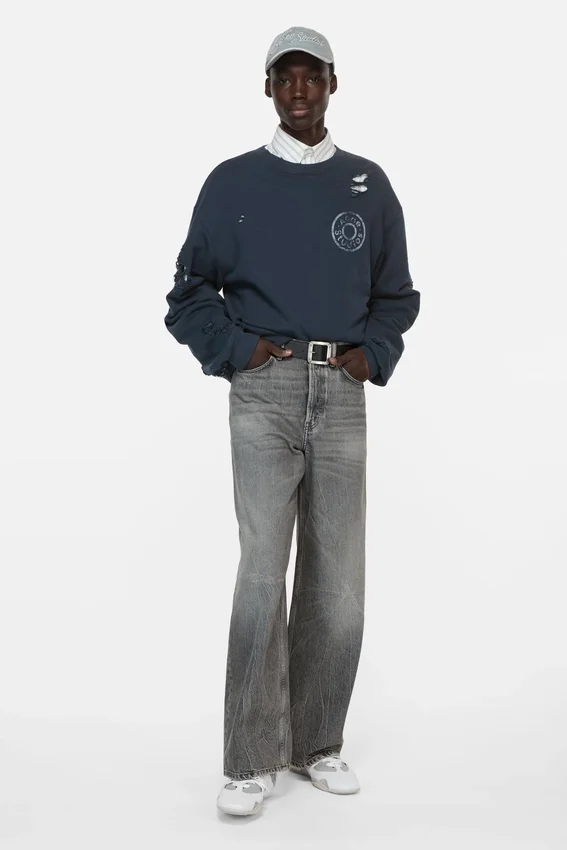 Sweatshirt i sliten fleece