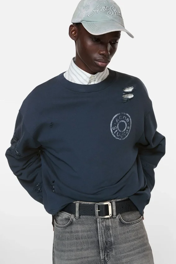 Sweatshirt i sliten fleece