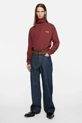 Sweatshirt med halv dragkedja och logotyp