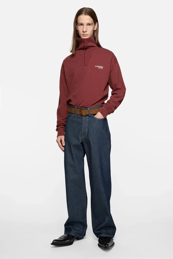 Sweatshirt med halv dragkedja och logotyp