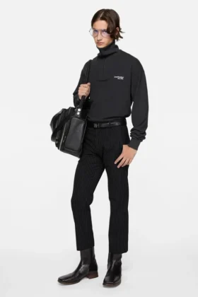 Sweatshirt med halv dragkedja och logotyp