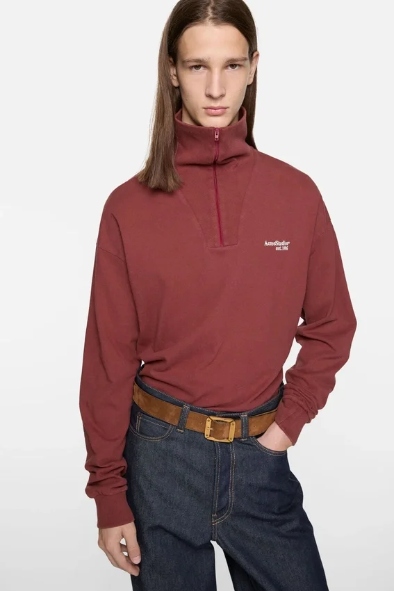 Sweatshirt med halv dragkedja och logotyp