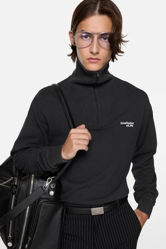 Sweatshirt med halv dragkedja och logotyp
