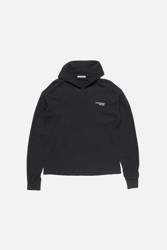 Sweatshirt med halv dragkedja och logotyp