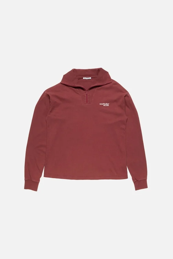 Sweatshirt med halv dragkedja och logotyp