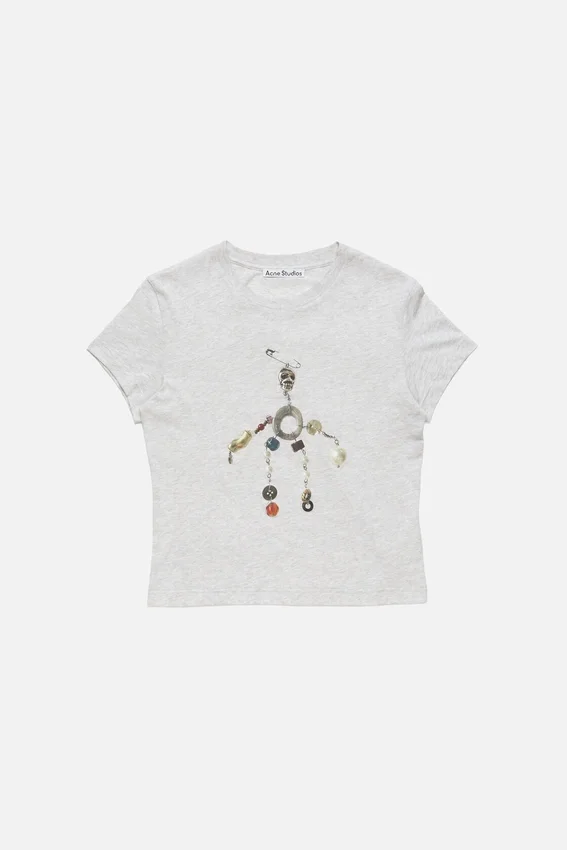 T-shirt med grafiskt tryck i figursydd passform