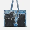 tote-väska med denimtryck