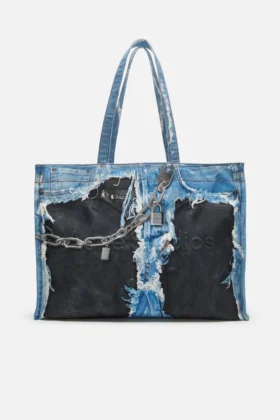 tote-väska med denimtryck