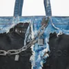 tote-väska med denimtryck