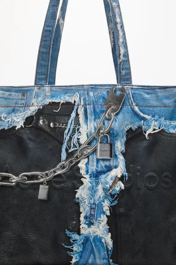 tote-väska med denimtryck