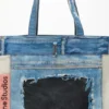 tote-väska med denimtryck