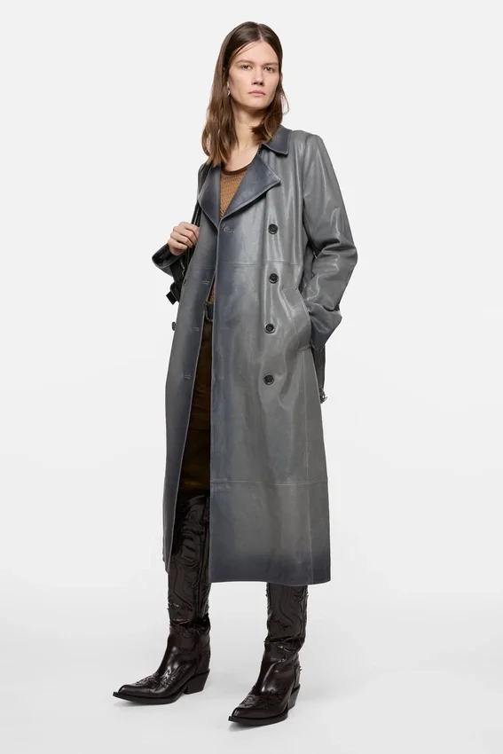 Trenchcoat i ombré-läder