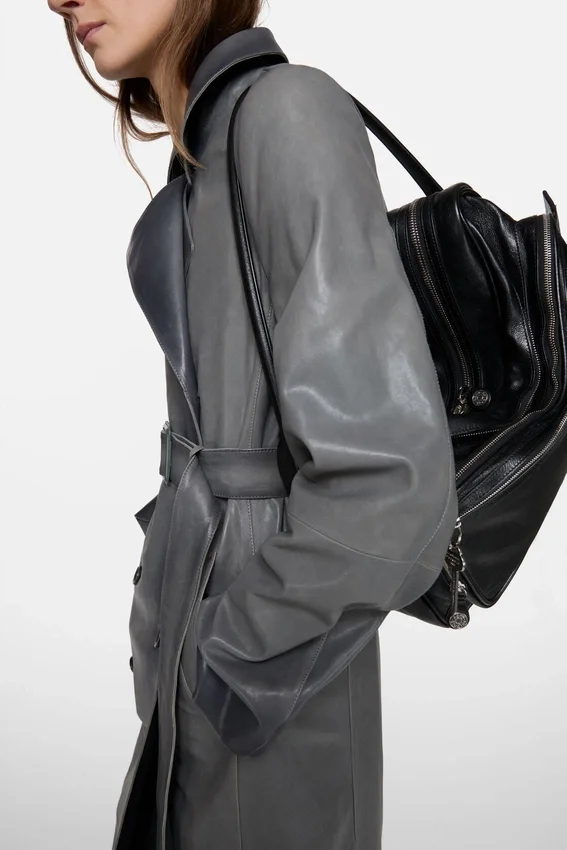Trenchcoat i ombré-läder