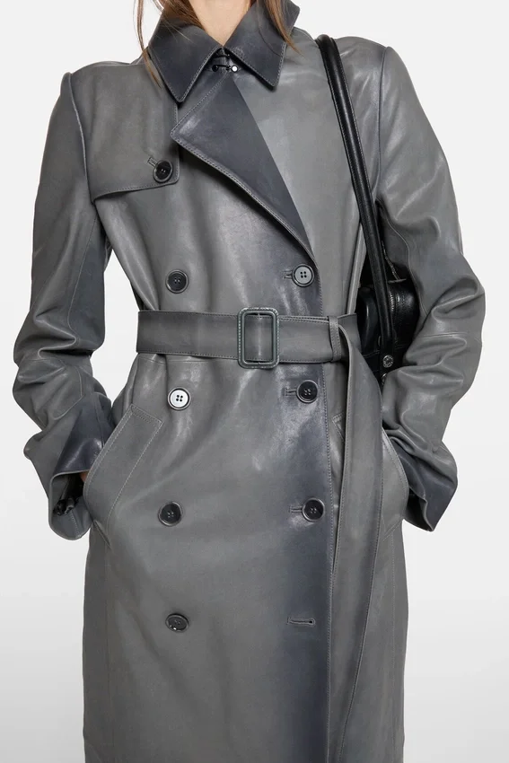 Trenchcoat i ombré-läder