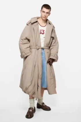 Vadderad trenchcoat